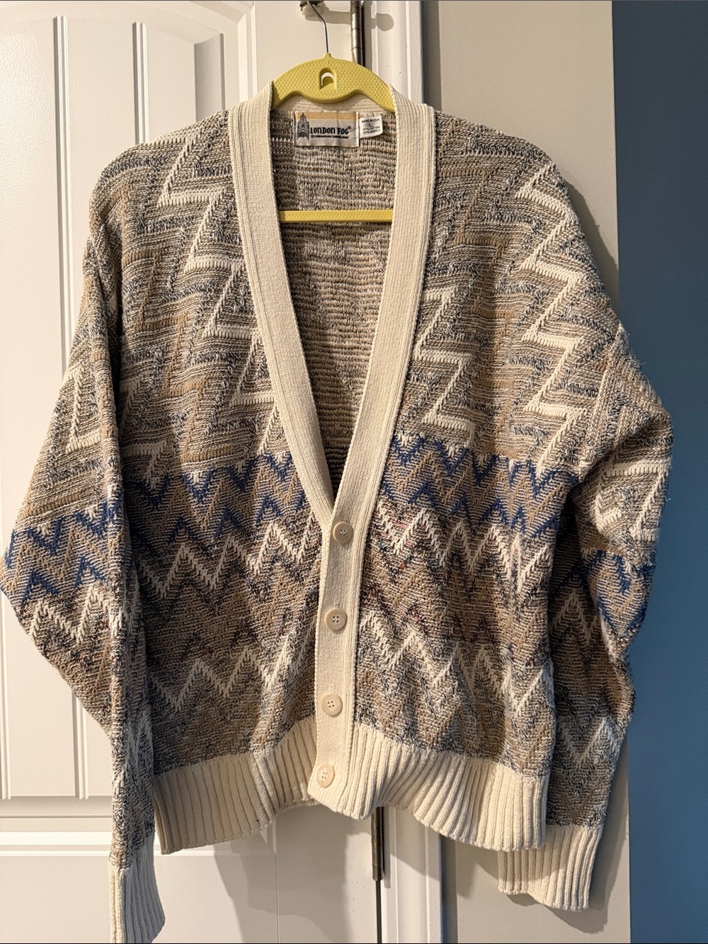 London Fog Vintage Grandpa Cardigan Sweater Made in USA Large